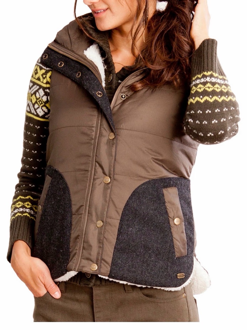 Carve Designs Boundry Quilted Vest with Knit Sleeve Details